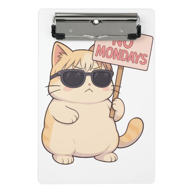 Cool Cat No Mondays Aesthetic Meme Mini Clipboard (Front)