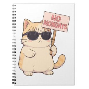 Cool Cat No Mondays Aesthetic Meme Notebook