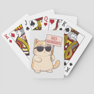 Cool Cat No Mondays Aesthetic Meme Playing Cards
