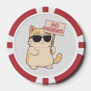 Cool Cat No Mondays Aesthetic Meme Poker Chips
