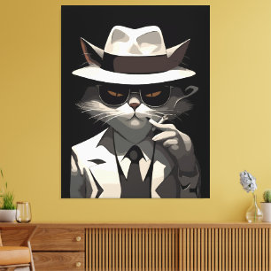 Cool Cat Noir: Suave and Mysterious Feline Canvas Print