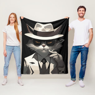 Cool Cat Noir: Suave and Mysterious Feline Fleece Blanket