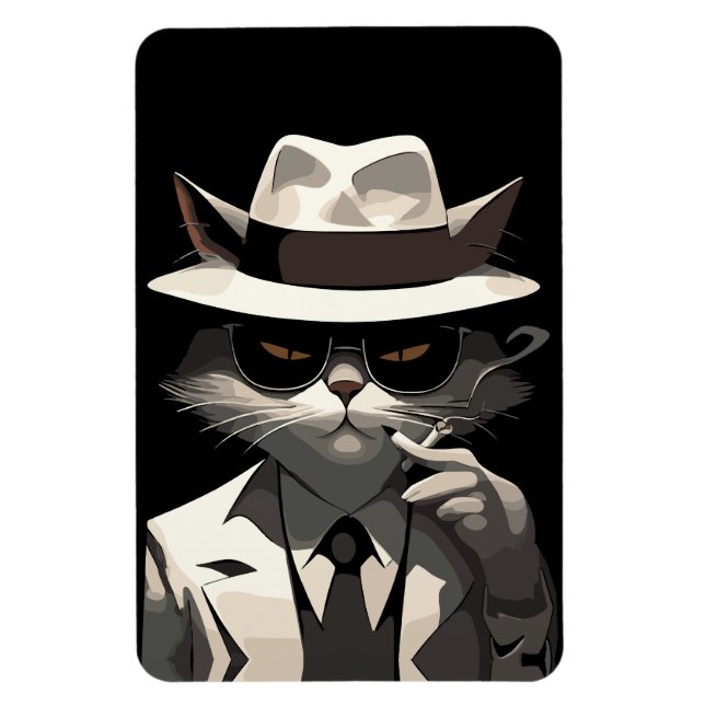 Cool Cat Noir: Suave and Mysterious Feline Magnet (Vertical)