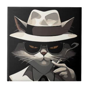 Cool Cat Noir: Suave and Mysterious Feline Tile