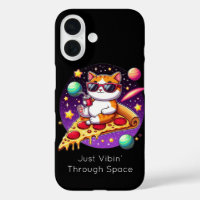 Cool Cat on Pizza in Space