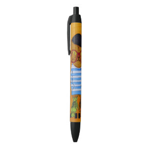 Cool Cat On Roller Skates Pen! Black Ink Pen