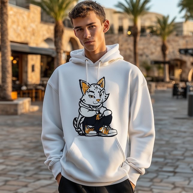 Cool Cat on the Block | Stylish Lynx Kids Hoodie (Creator Uploaded)