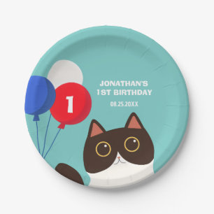 Cool Cat Party Balloon Kids Birthday Paper Plate