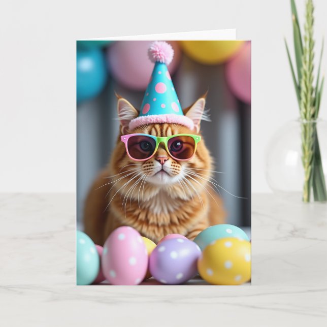 Cool Cat Party Time Card (Front)
