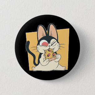 Cool Cat Pizza Lover Design 6 Cm Round Badge