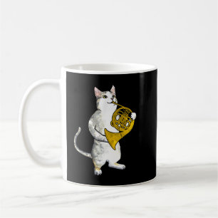 Cool Cat Playing French Horn Musician Orchestra Mu Coffee Mug