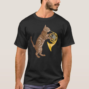 Cool Cat Playing French Horn Musician Orchestra Mu T-Shirt
