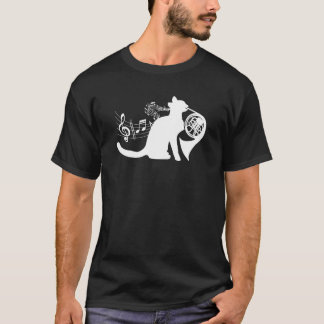 Cool Cat Playing French Horn Musician Orchestra Mu T-Shirt