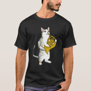 Cool Cat Playing French Horn Musician Orchestra Mu T-Shirt