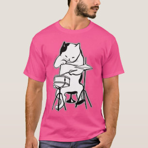 Cool Cat Playing Jazz On Drums Tshirt