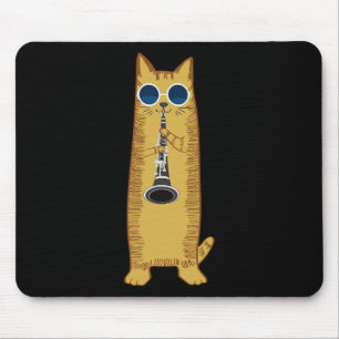 Cool Cat Playing The Clarinet Design Hippy Hipster Mouse Mat
