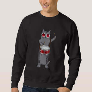 Cool Cat Playing The Snare Drum Hippy Percussionis Sweatshirt