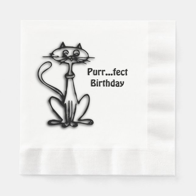 Cool Cat Purr Fect Birthday Napkin (Front)