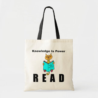 Cool Cat Reading Knowledge Is Power Tote Bag