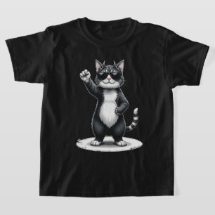 Cool Cat Rock Dancer Tee   Funny Animal Music Gift