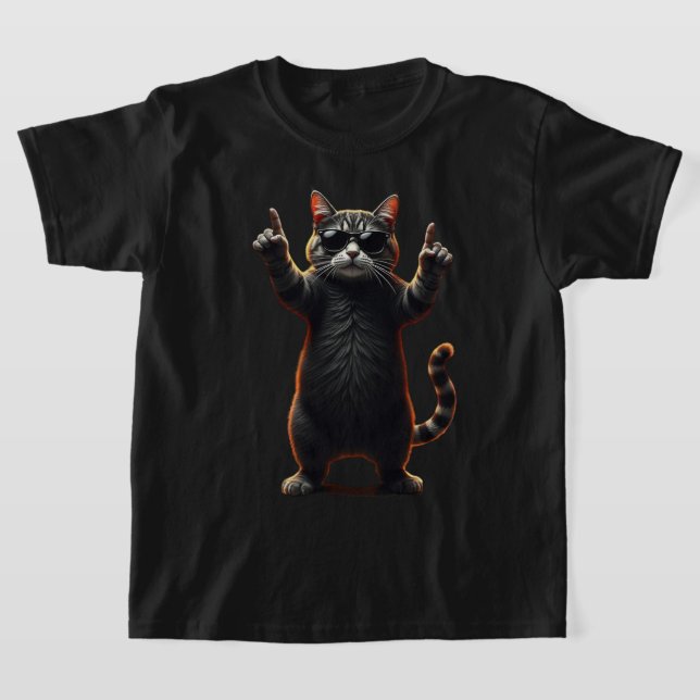 Cool Cat Rock Dancer Tee | Funny Animal Music Gift (Laydown)