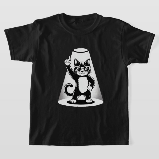 Cool Cat Rock Dancer Tee | Funny Animal Music Gift (Laydown)