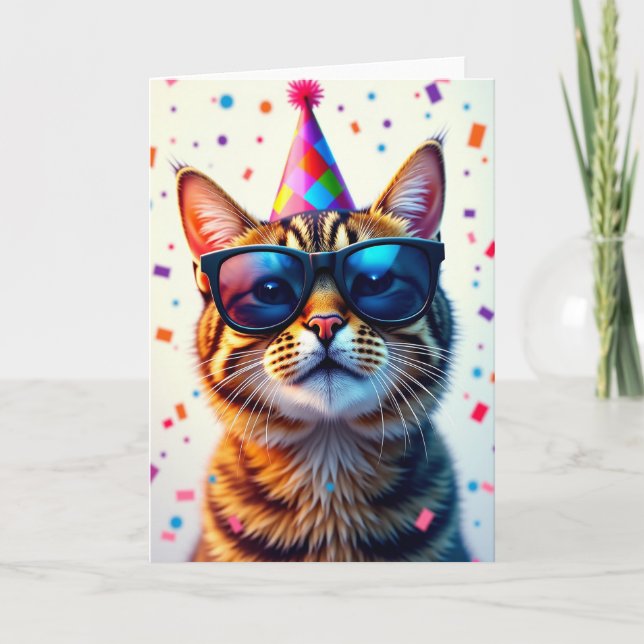 Cool Cat Shades Birthday Card (Front)