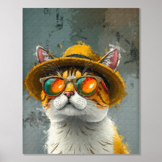 Cool Cat – Stylish Digital Painting Foil Prints