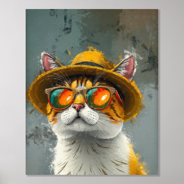 Cool Cat – Stylish Digital Painting Foil Prints (Front)
