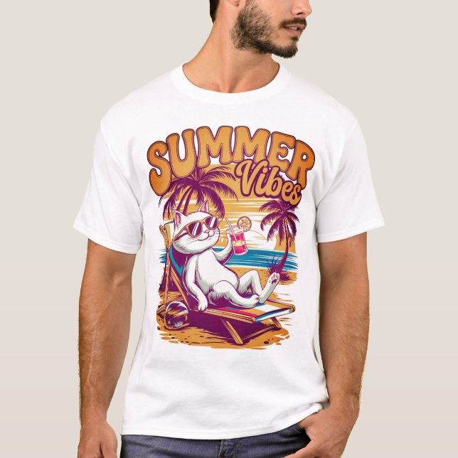 Cool Cat Summer Vacation T-Shirt (Front)
