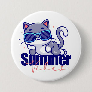 Cool Cat Summer Vibes 7.5 Cm Round Badge