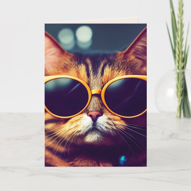 COOL CAT SUNGLASSES BIRTHDAY CARDS CARD (Front)