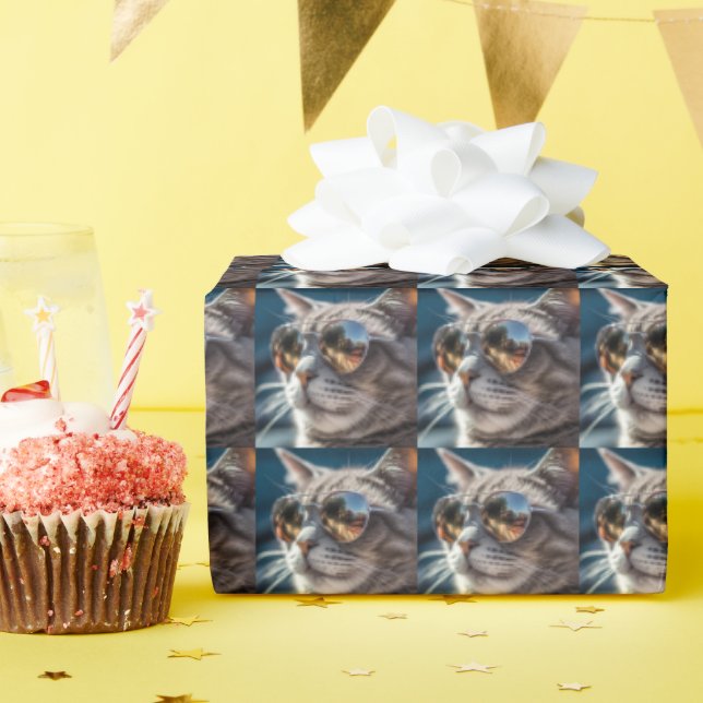 COOL CAT SUNGLASSES BIRTHDAY WRAPPING PAPER (Birthday Party)