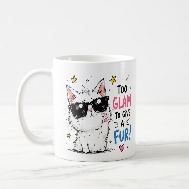 Cool Cat Sunglasses Design Coffee Mug (Left)