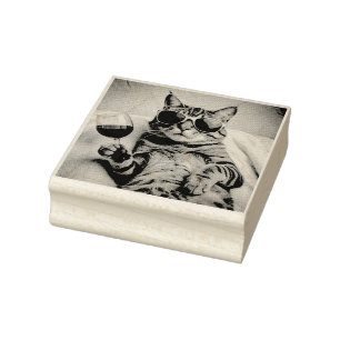 COOL CAT SUNGLASSES FUNNY WOOD RUBBER STAMPS