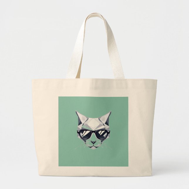 Cool Cat Sunglasses Jumbo Tote Bag (Front)