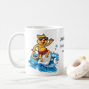 Cool cat surfer custom coffee mug