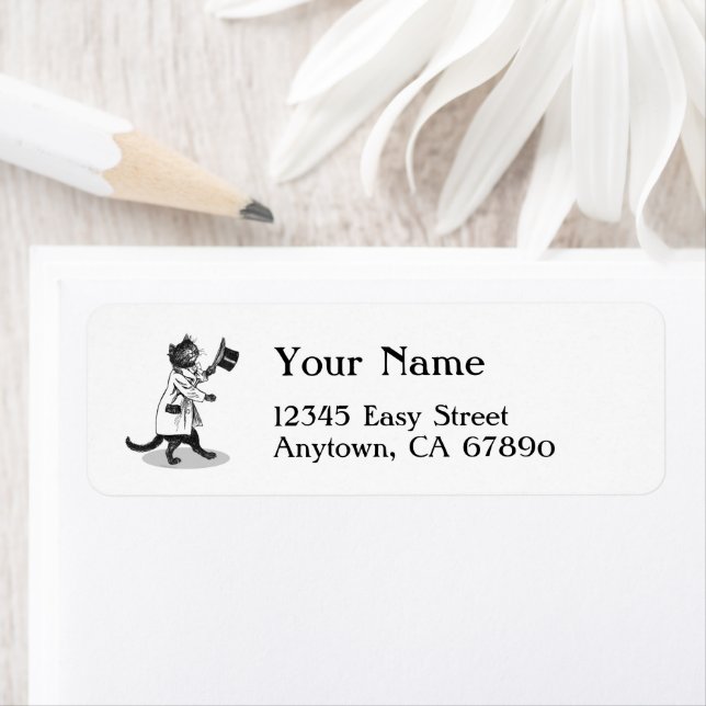 Cool Cat Top Hat Custom Return Address Labels (Insitu)
