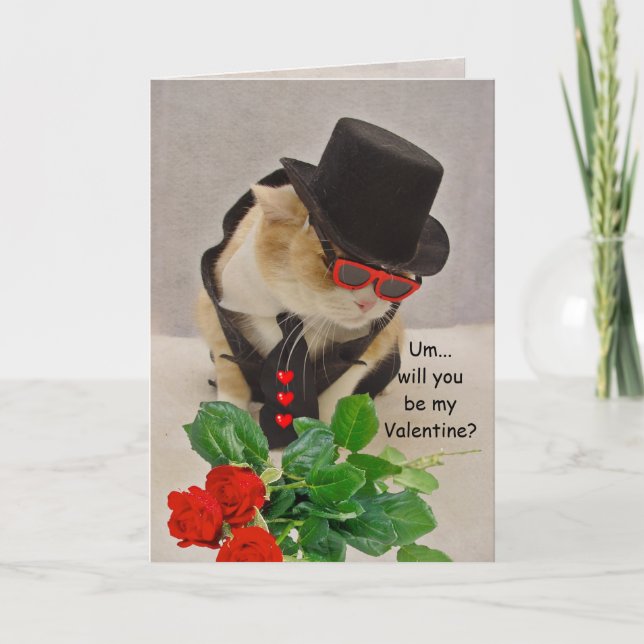 Cool Cat Valentine Holiday Card (Front)