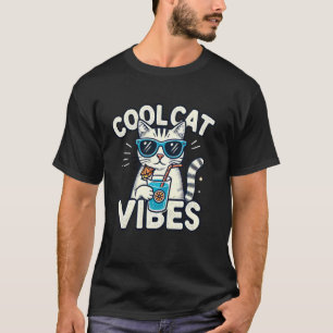 Cool Cat Vibes, A chic Fashionable Cat Tropical Be T-Shirt