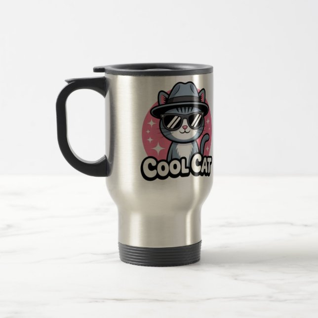 Cool Cat Vibes Travel Mug (Left)