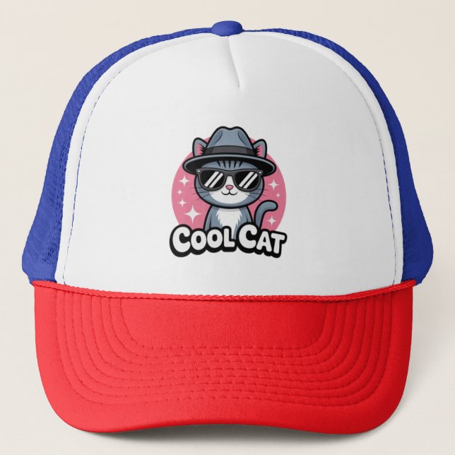 Cool Cat Vibes Trucker Hat (Front)
