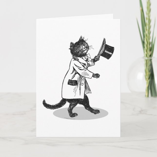 Cool Cat Vintage Art Birthday Card (Front)