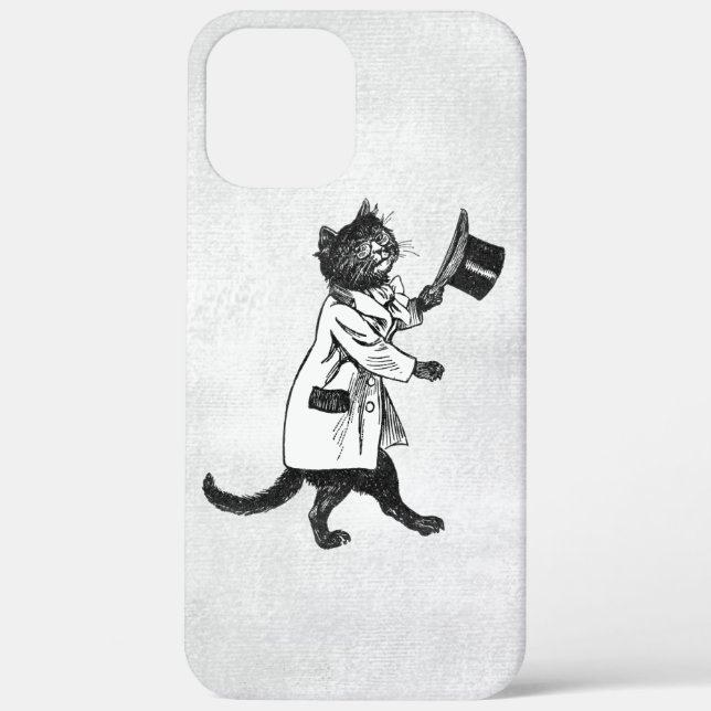 Cool Cat Vintage Black White Grunge iPhone Case (Back)