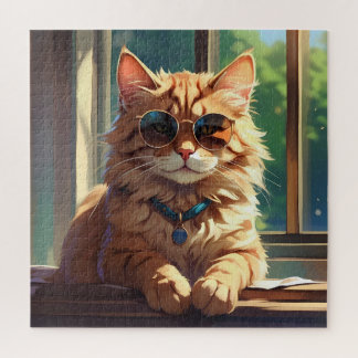 Cool cat wearing sunglasses jigsaw puzzle