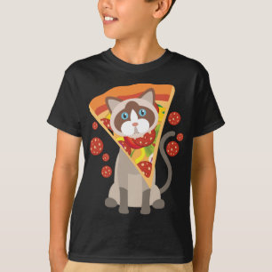 Cool Cat With Big Pepperoni Pizza On The Head Gift T-Shirt