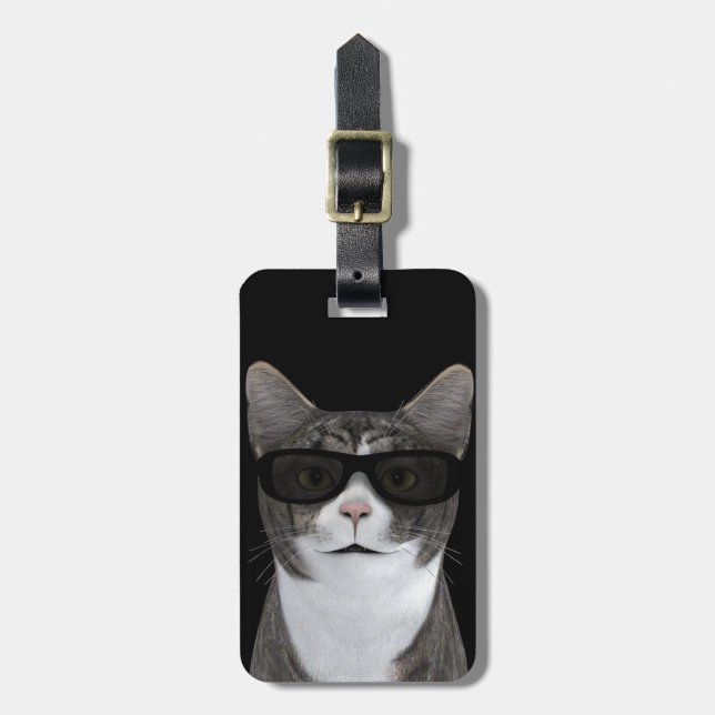 Cool Cat With Black Sunglasses Luggage Tag (Front Vertical)