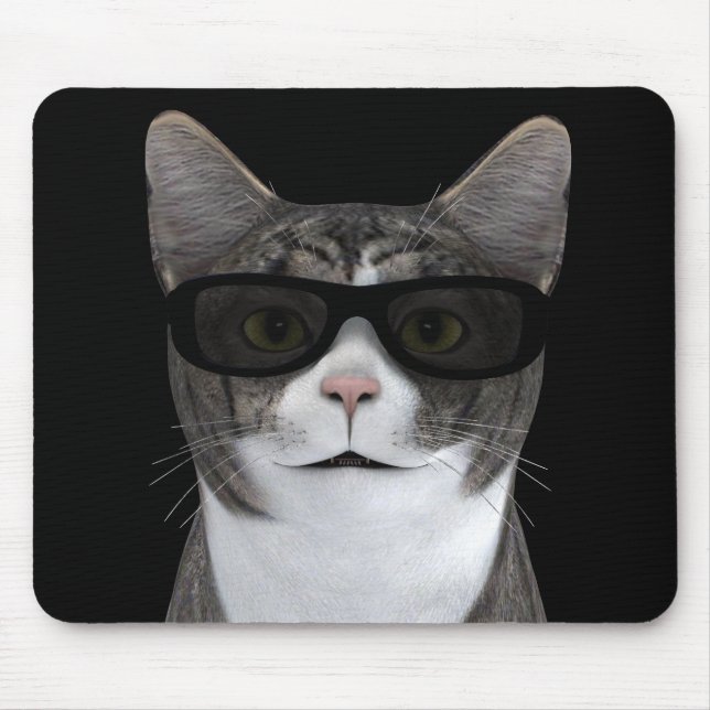 Cool Cat With Black Sunglasses Mouse Mat (Front)