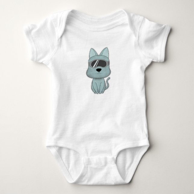 Cool Cat With Glasses Baby Bodysuit (Front)
