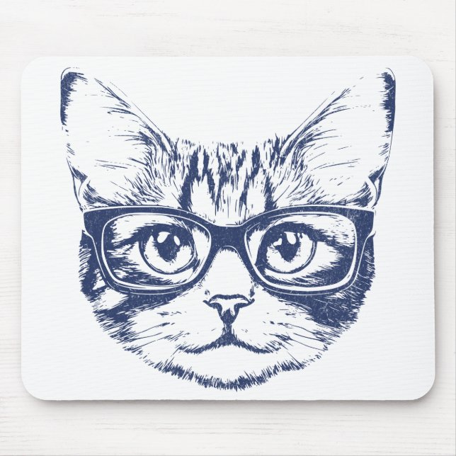 Cool Cat with Glasses  Mouse Mat (Front)